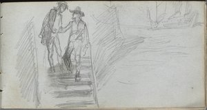 スケッチブック、64ページ：階段の人物 作： Ernest Meissonier