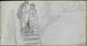 スケッチブック、64ページ：階段の上の図。 作： Jean Louis Ernest Meissonier