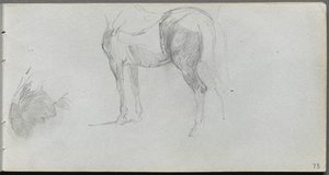 スケッチブック、73ページ：馬の習作、プロフィール 作： Ernest Meissonier