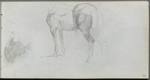 スケッチブック、73ページ：馬の研究、プロフィール。 作： Jean Louis Ernest Meissonier