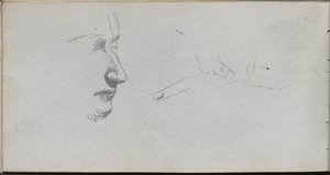 スケッチブック、80ページ：顔の研究。 作： Jean Louis Ernest Meissonier