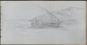 スケッチブック、88ページ：海の風景と人物 作： Ernest Meissonier