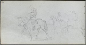 スケッチブック、91ページ：乗馬の図。 作： Jean Louis Ernest Meissonier
