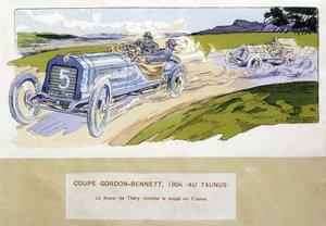 レース：1904年のゴードン・ベネット・カップ（Gordon-Bennett） - Ernest Montaut（1878-1909）のドローイング。 作： Ernest Montaut