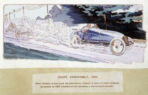 レース：1904年のヴァンダービルト・カップ - Ernest Montaut (1878-1909) によるドローイング。