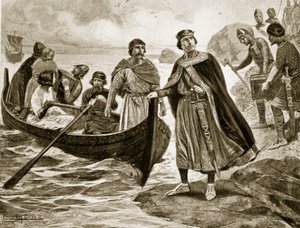 1913年頃の「ハッチンソンのイギリス国民の物語」のイラスト、1013年、ノルマンディーに向けて準備ができていない準備ができた
