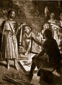 カヌー王と詩人、「ハッチンソンのイギリス国民の物語」、1920年頃のイラスト 作： Ernest Prater
