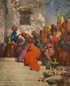 ガンジス川（またはヒンズー教徒とパンディット）、1922年頃（キャンバスに油彩） 作： Ernest Stephen Lumsden