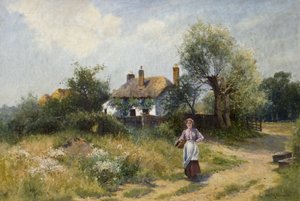 コテージウーマンのいる風景、19〜20世紀後半 作： Ernest Walbourn