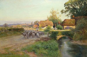 フォールドに戻る（キャンバスに油彩） 作： Ernest Walbourn