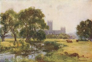 Stour からのカンタベリー (カラー リソ) 作： Ernest William Haslehust