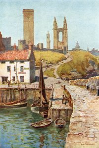 大聖堂の廃墟、セント・アンドリュース、港から (色リソ) 作： Ernest William Haslehust