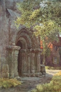 ノーマン ポーチ、セント ローレンスの塔 (カラー リソ) 作： Ernest William Haslehust