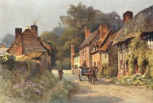 古いコテージ、Fownhope (色リソ) 作： Ernest William Haslehust