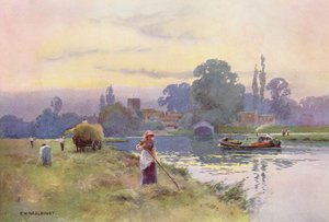 テムズ川シェパートン（カラーリトグラフ） 作： Ernest William Haslehust