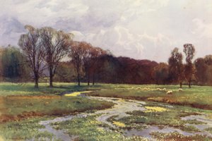 テムズ川テムズ・ヘッド（カラーリトグラフ） 作： Ernest William Haslehust