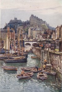 釣り港、フォークストン（カラーリソ） 作： Ernest William Haslehust