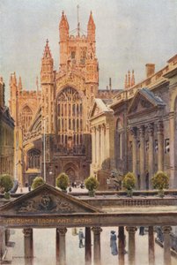 グランドポンプルームと修道院、バース（カラーリソ） 作： Ernest William Haslehust