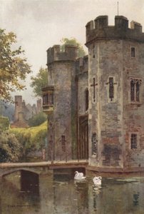 宮殿の守衛門と跳ね橋、ウェルズ（カラーリソ） 作： Ernest William Haslehust