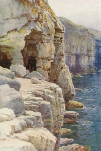 Tilly Whim Caves、スワネージ (カラー リソ) 作： Ernest William Haslehust