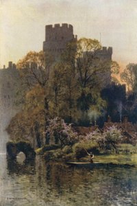 川から見たワーウィック城 (カラーリソ) 作： Ernest William Haslehust