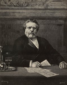 ジョスエ・カルドゥッチ (1835-1907)、イタリアの詩人、作家、1906 年にノーベル賞受賞者、ヴィットリオ・コルコスの絵画からのエルネスト・マンカストロッパによる彫刻、L