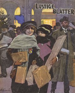 女性のクリスマスショッピング（カラーリソ）