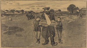 ロシアでの子供の葬儀、1906年1907年。 作： Ernst Barlach