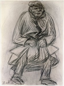 乞食の図。エルンスト・バルラハ（1870-1938）のドローイング ニューヨーク近代美術館 作： Ernst Barlach