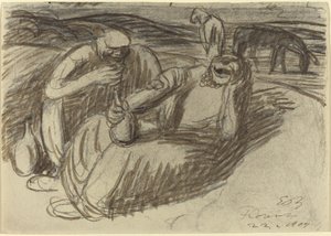 ワインのフラスコを持つイタリアの農民 作： Ernst Barlach