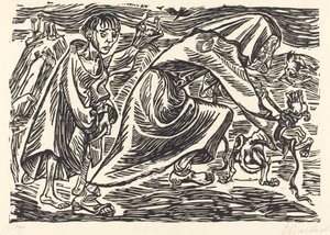 ドッグキャッチャー、1919年。 作： Ernst Barlach
