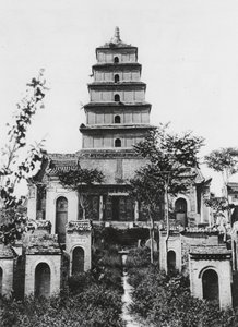 仙府、タ・イェン・タ、シェンシ、大雁塔（モノクロ写真）