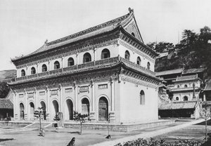 ウータイシャン、ヒエントゥンセー、シャンシー、仏教図書館と僧院の端にある棚田（モノクロ写真） 作： Ernst Boerschmann