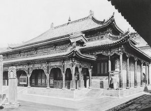 ウー・タイ・シャン、ヒエン・トゥン・セー、山西省、大祈祷殿（モノクロ写真）