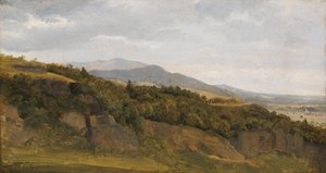 広い谷を望むドイツの風景、カリフォルニア州。 1829-30。 作： Ernst Christian Frederik Petzholdt