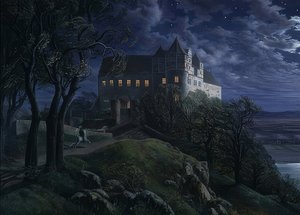 シャルフェンベルク城の夜。 1827 作： Ernst Ferdinand Oehme