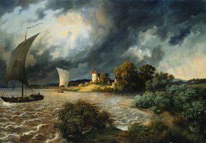 接近する嵐、1838 作： Ernst Ferdinand Oehme