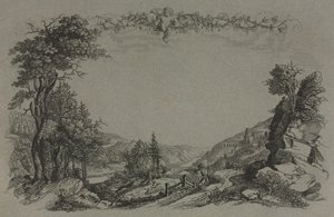 ハイデルベルク城の6つのビュー：カバー、狩猟シーン、1820年。 作： Ernst Fries