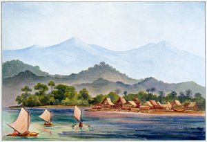 村、スマトラ、インドネシア、1906 作： Ernst Haeckel