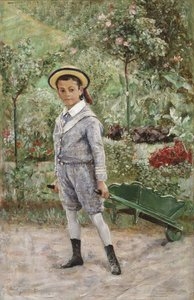 手押し車を持つ少年、1880 作： Ernst Josephson