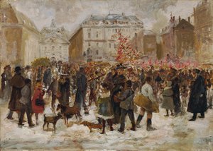 ウィーンの裁判所でのクリスマス マーケット 作： Ernst Juch