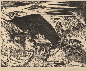 アルプスの牧草地、1918 年。 作： Ernst Ludwig Kirchner