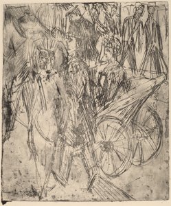 馬車の前のカップル、1914 年。