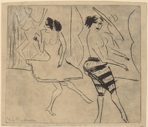 スタジオのダンサー、1911 年。 作： Ernst Ludwig Kirchner