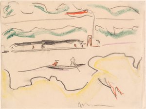ドレスデン近郊のエルベの風景、1909年。 作： Ernst Ludwig Kirchner
