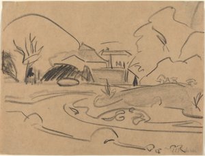 ドレスデン グロッサー ガルテンの歩道とパビリオン、c. 1909年。 作： Ernst Ludwig Kirchner