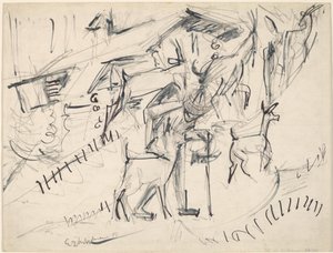 ヤギとヤギ飼い、1917 年。 作： Ernst Ludwig Kirchner