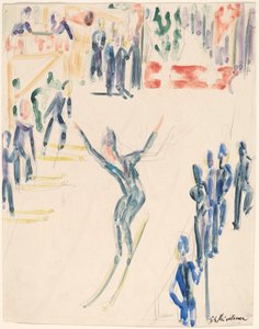 スキージャンパー、c。 1936年。 作： Ernst Ludwig Kirchner