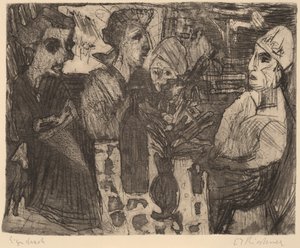 部屋のテーブルに座る女性、1920年。 作： Ernst Ludwig Kirchner
