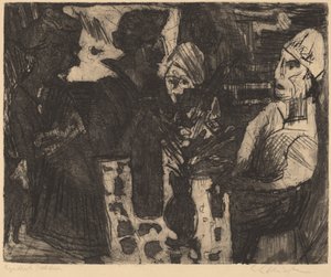 1920年、部屋のテーブルにいる女性、裸の女性のバージョン。